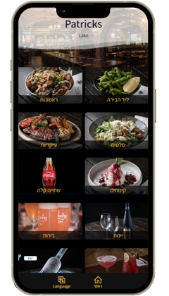 פטריקס - תפריט דיגיטלי לדוגמה